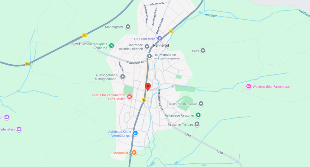 Karte mit der Standortmakierung der Lichtblicke Rennerod e. V.